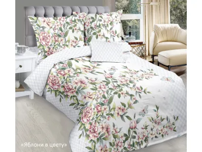 Комплект постельного белья ЛидерТекс Яблони в цвету 1.5 спальный бязь