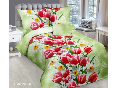 Комплект постельного белья ЛидерТекс Тюльпаны 1.5 спальный бязь вкладыш